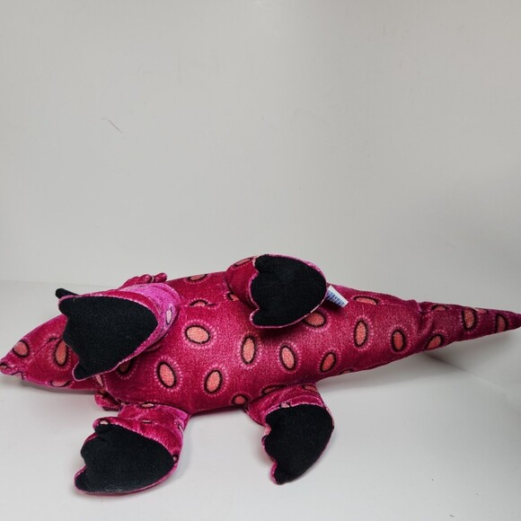 Retro Triceratops Dinosaur Plush Toy B. J. Toy HTF Color Pink Orange Spots 18" - Picture 7 of 8